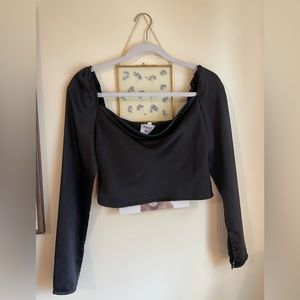 Black satin princess Polly top